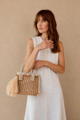 Pantai Small Raffia Fringe Tote Bag