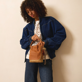 Keliki Mini Plant Fibre and Leather Bucket Bag