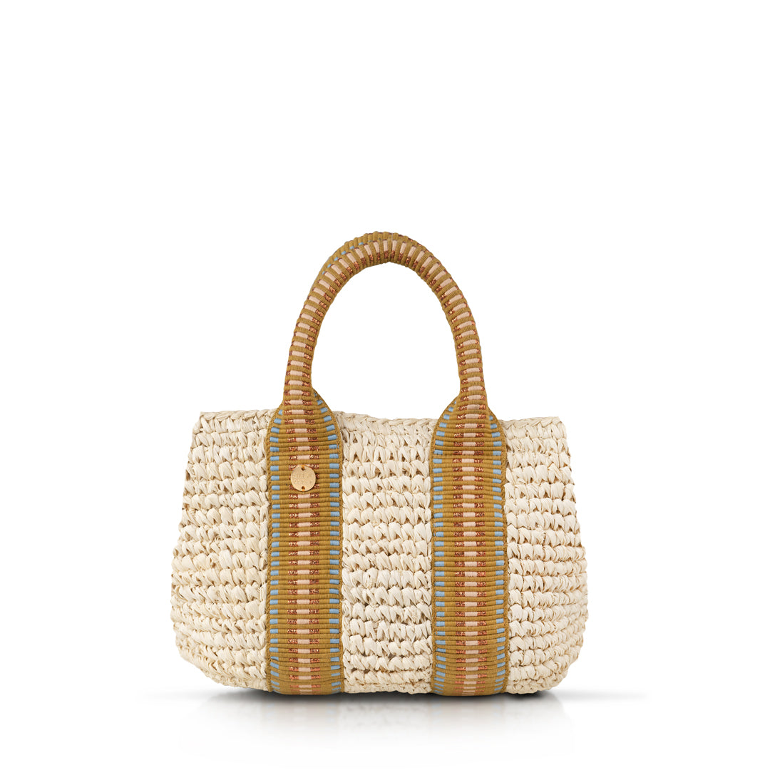Gili Raffia Tote Bag – Natural with Copper Stripe