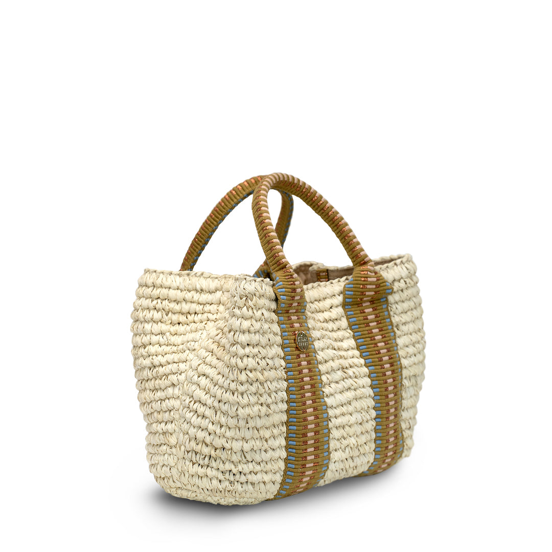 Gili Raffia Tote Bag – Natural with Copper Stripe