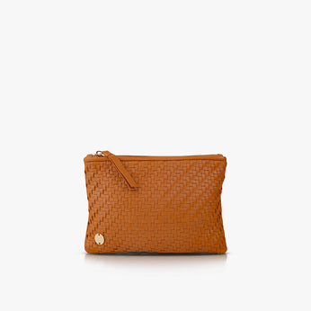 Hal Travel Pouch – Handwoven Nappa Leather & Cotton Canvas (Bracken)