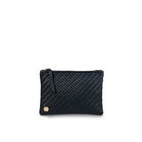 Hal Travel Pouch – Handwoven Nappa Leather & Cotton Canvas (Midnight Blue)