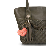 Woven Tassel Leather Bag And Key Charm