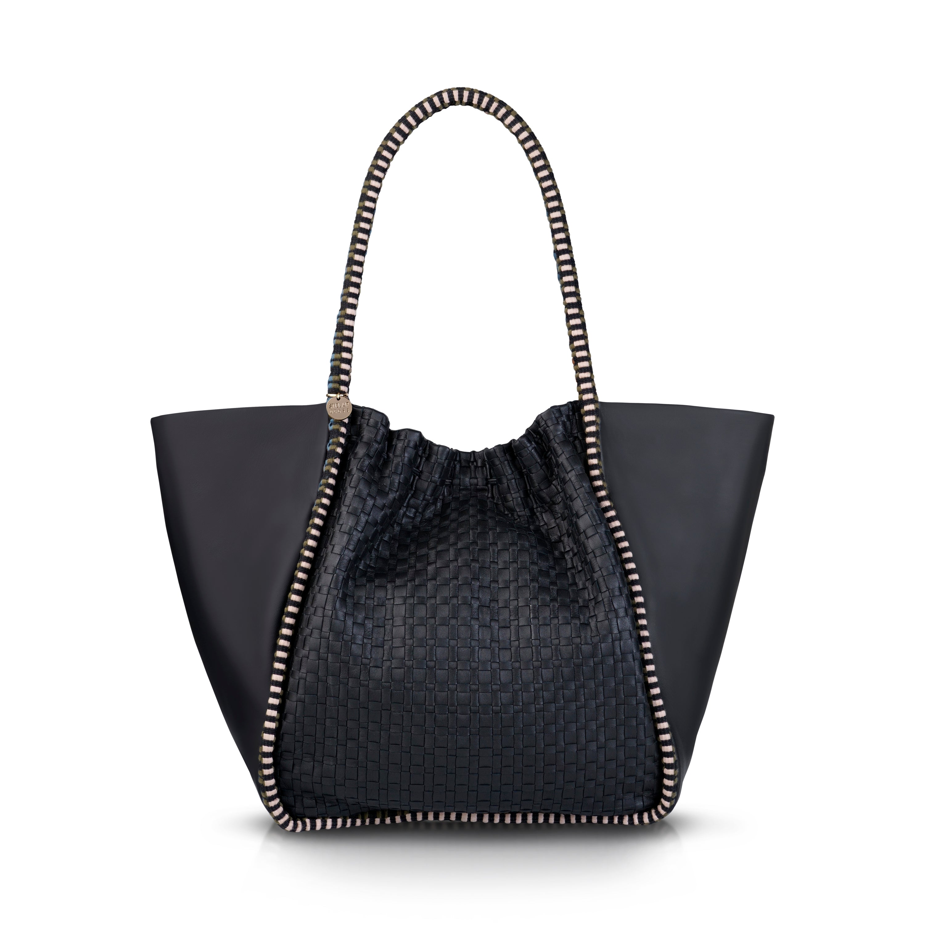 Negara Gathered Leather Tote Bag