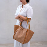 Negara Gathered Leather Tote Bag