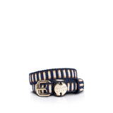 Sunda Slim Jacquard Belt - Olive Stripe