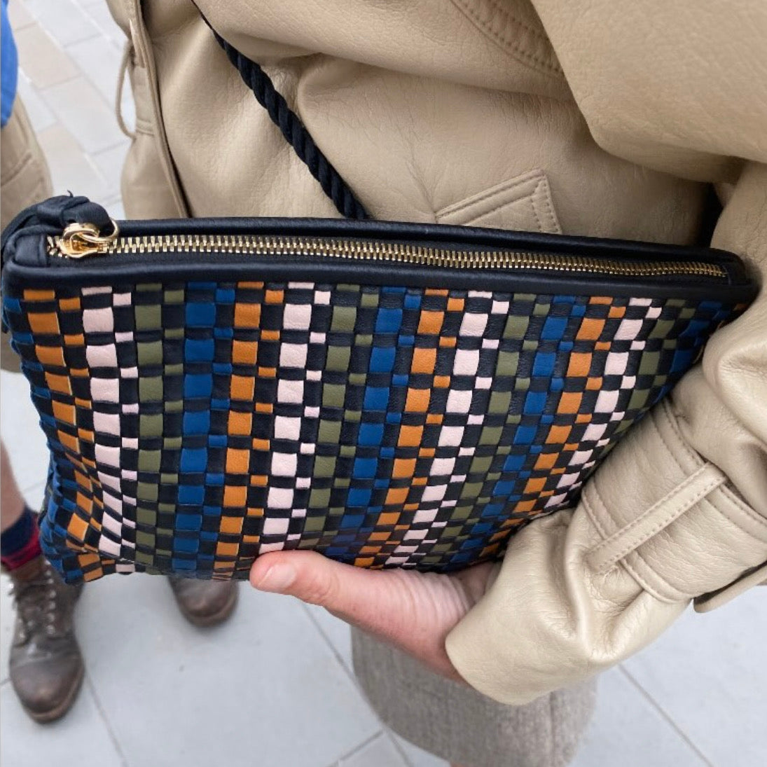 Malam Pouch – Handwoven Nappa Leather 3-in-1 Clutch (Bracken Multi)