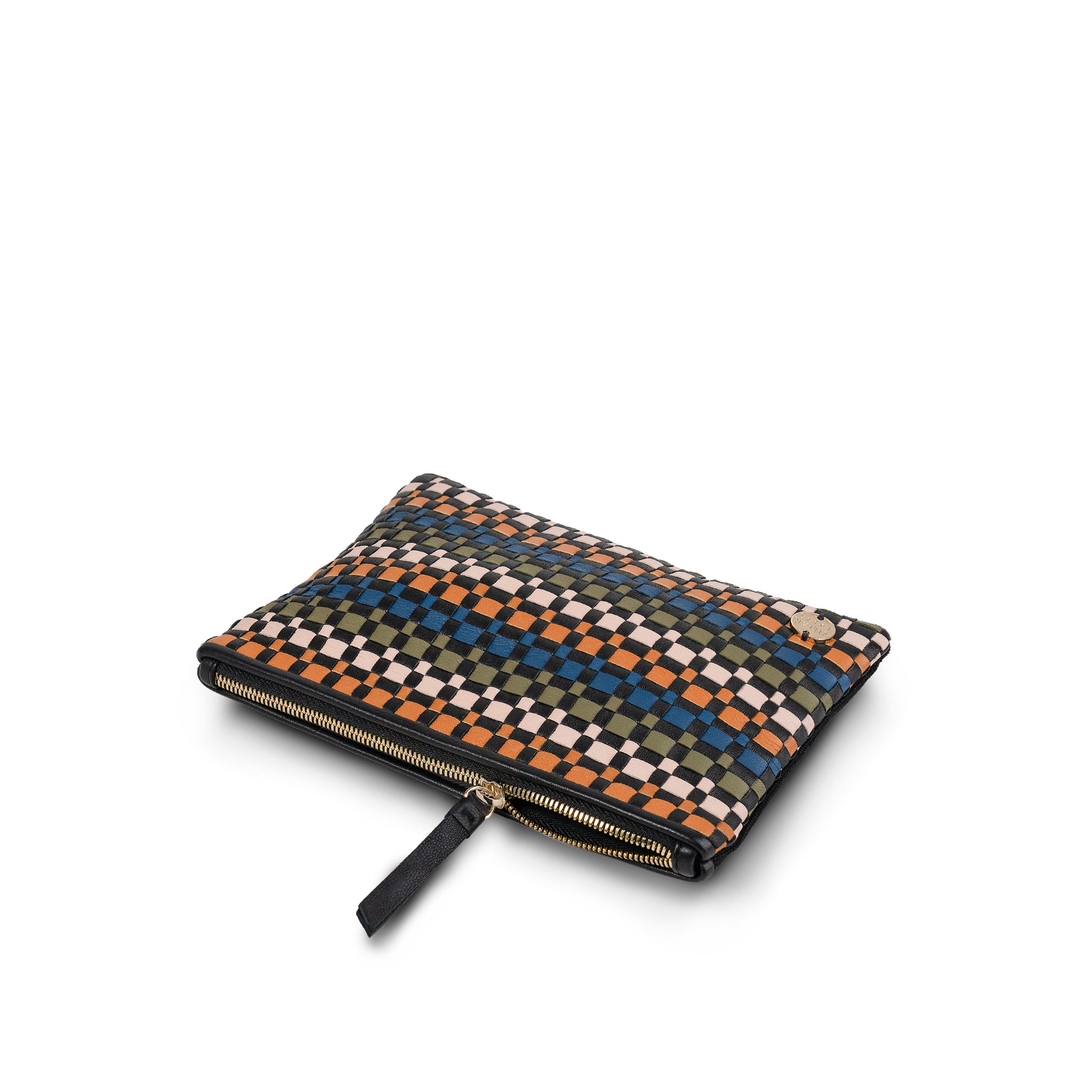 Hal Travel Pouch – Handwoven Nappa Leather & Cotton Canvas (Bracken Multi)