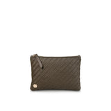 Hal Travel Pouch – Handwoven Nappa Leather & Cotton Canvas (Olive Green)