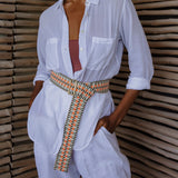 Sunda Medium Jacquard Belt - Hot Orange