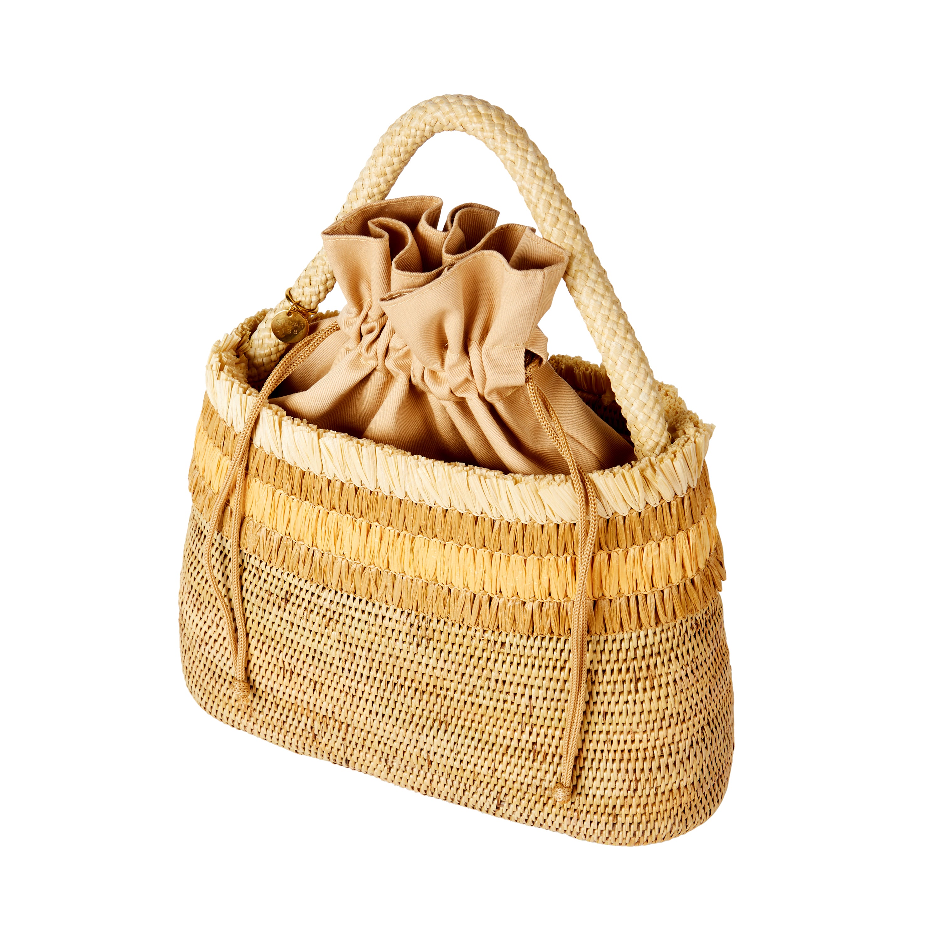 Raha Small Oval Raffia Basket Bag – Natural Beige