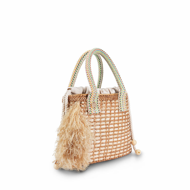 Pantai Small Raffia Fringe Tote Bag