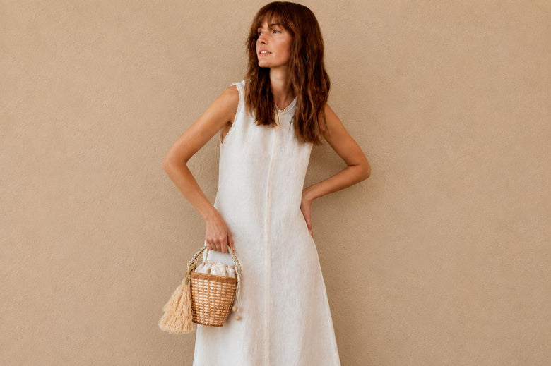 Ora Raffia Fringe Bucket Bag