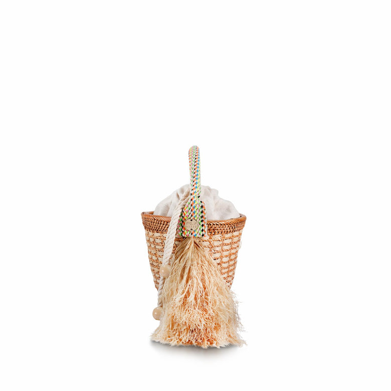 Ora Raffia Fringe Bucket Bag