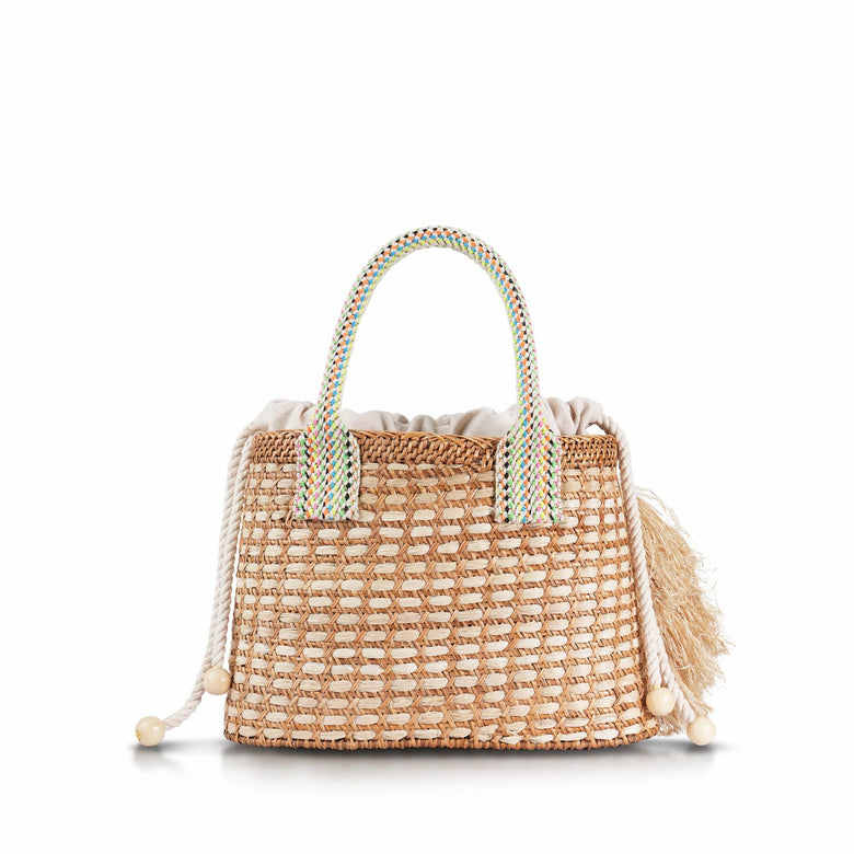 Pantai Small Raffia Fringe Tote Bag