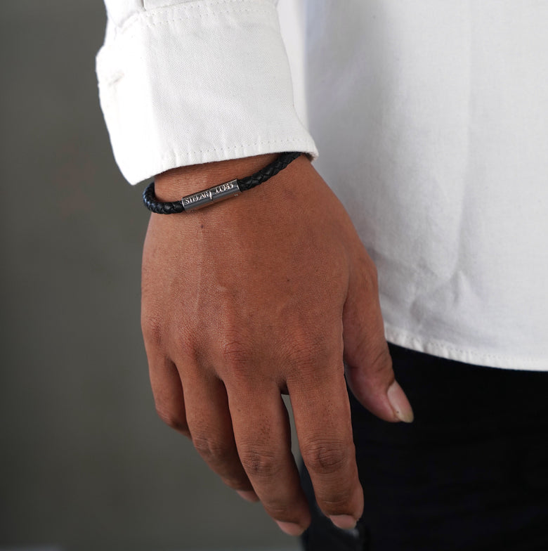 Teman Slim Woven Leather Bracelet