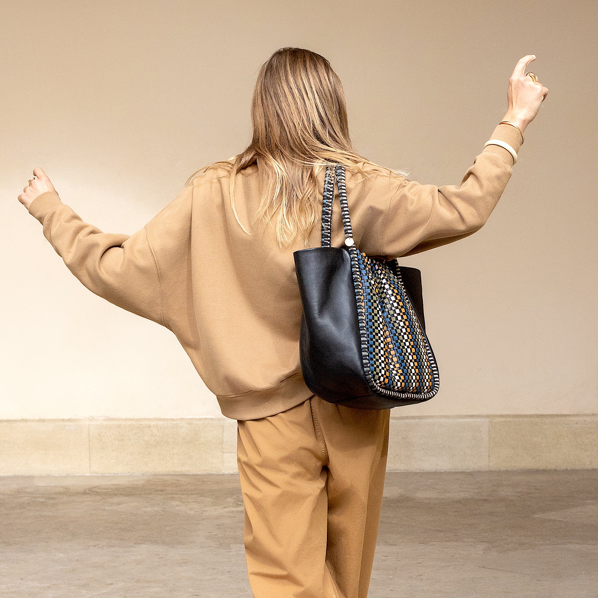 Negara Gathered Leather Tote Bag