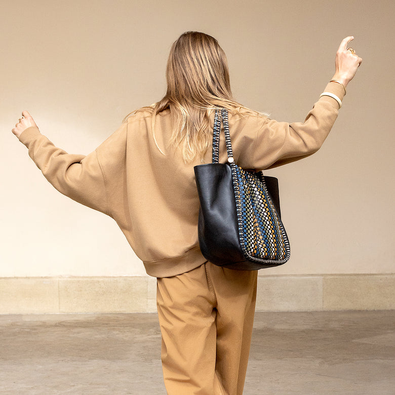 Negara Gathered Leather Tote Bag