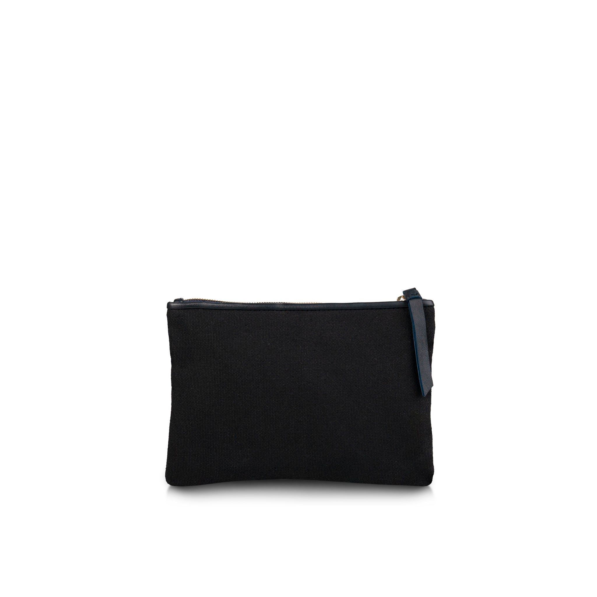 Hal Travel Pouch – Handwoven Nappa Leather & Cotton Canvas (Midnight Blue)