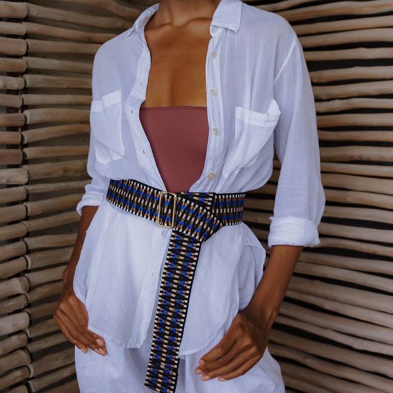 Sunda Medium Jacquard Belt - Indigo
