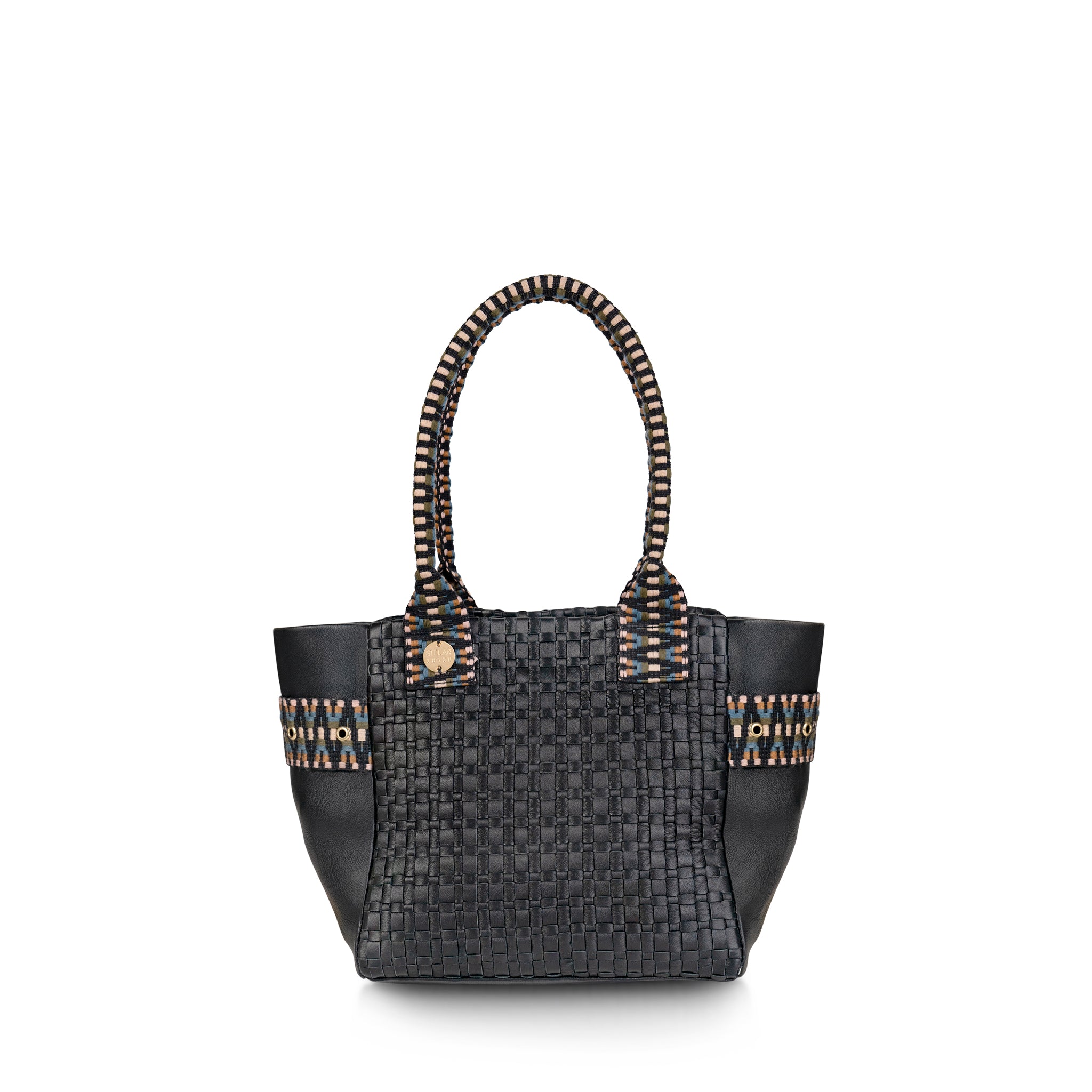 Kaba Mini Leather Tote Bag – Handwoven (Black)