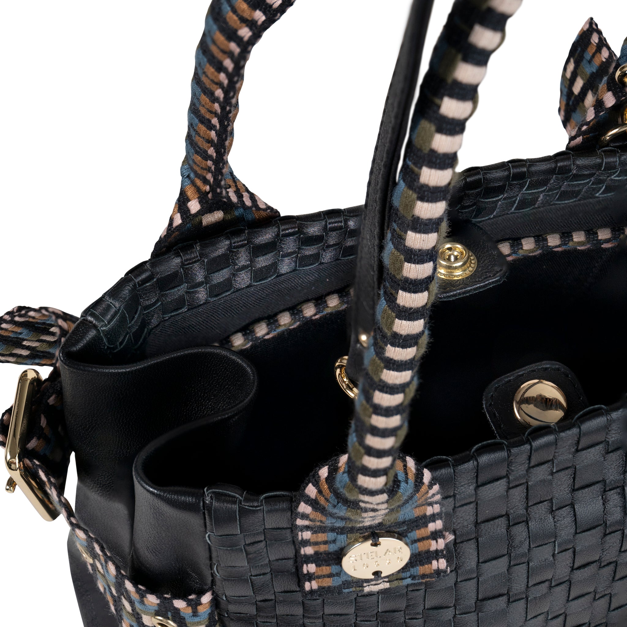 Kaba Mini Leather Tote Bag – Handwoven (Black)