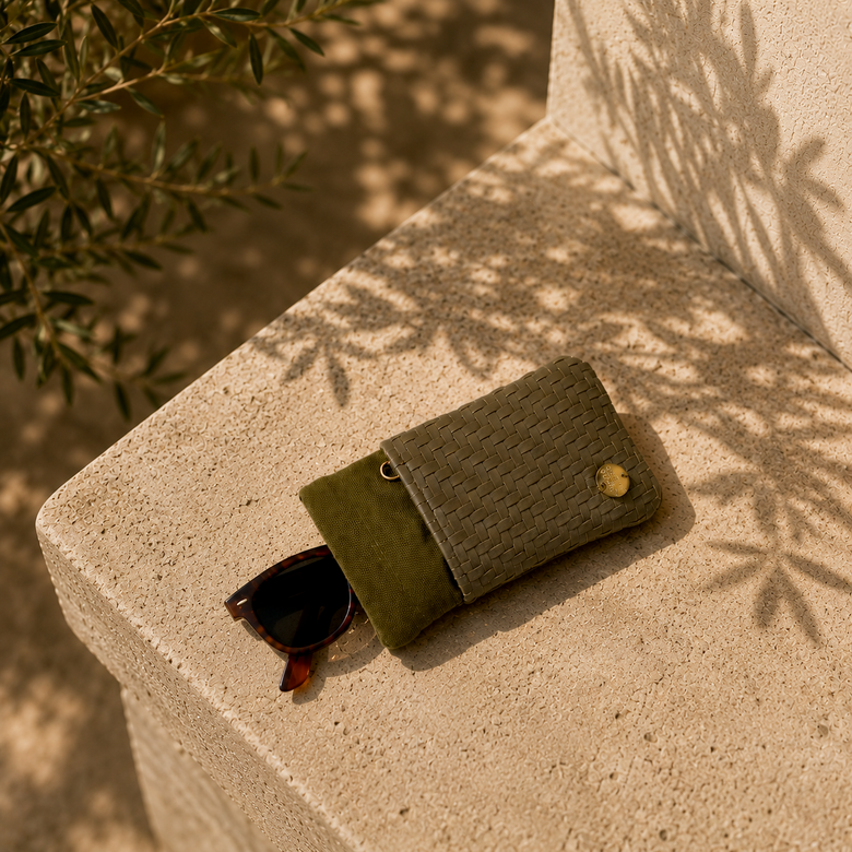 Kecamata Canvas and Leather Sunglass Case