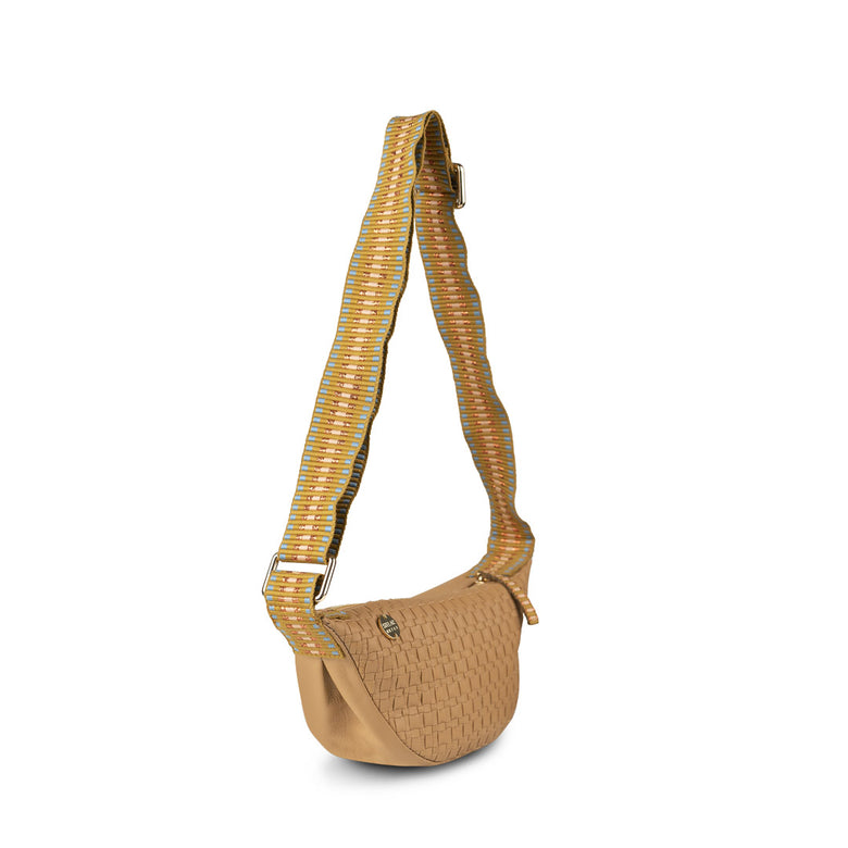 Medewi Leather Sling Bag - Caramel with Copper Stripe