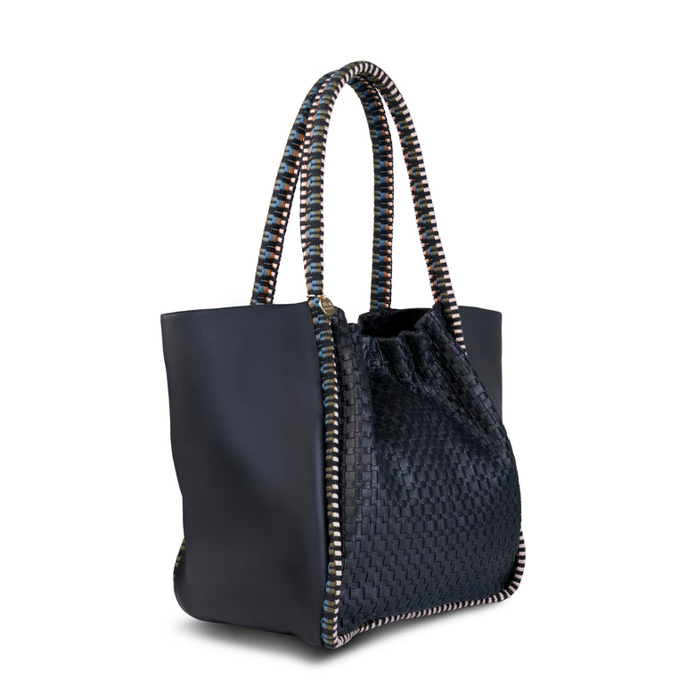 Negara Gathered Leather Tote Bag