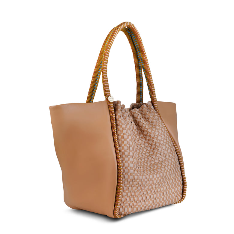 Negara Gathered Leather Tote Bag