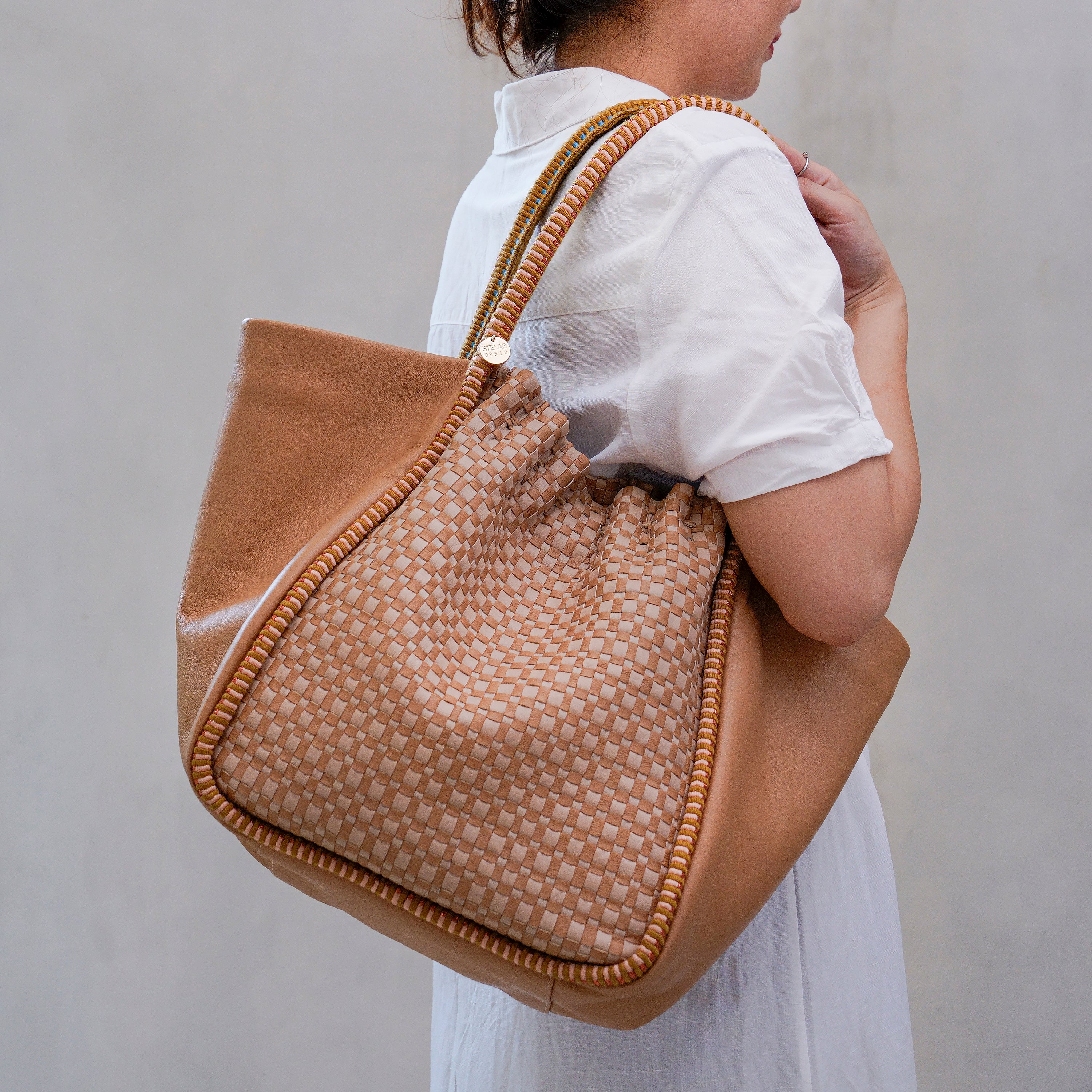 Negara Gathered Leather Tote Bag
