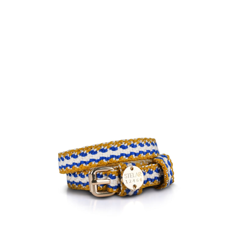 Sunda Slim Jacquard Belt - Blue Stripe