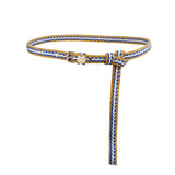 Sunda Slim Jacquard Belt - Blue Stripe