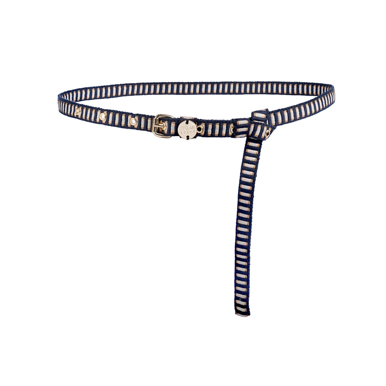 Sunda Slim Jacquard Belt - Olive Stripe