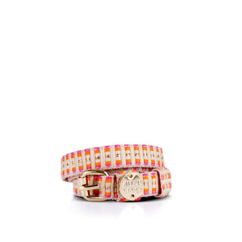 Sunda Slim Jacquard Belt - Pomegranate Stripe