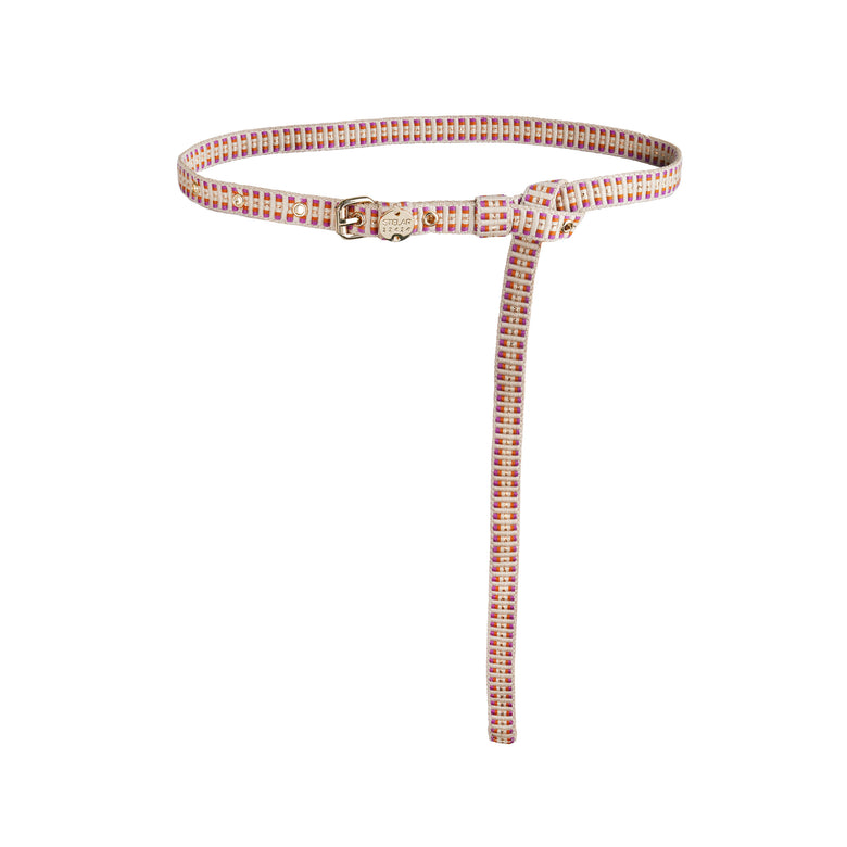 Sunda Slim Jacquard Belt - Rhodolite Stripe