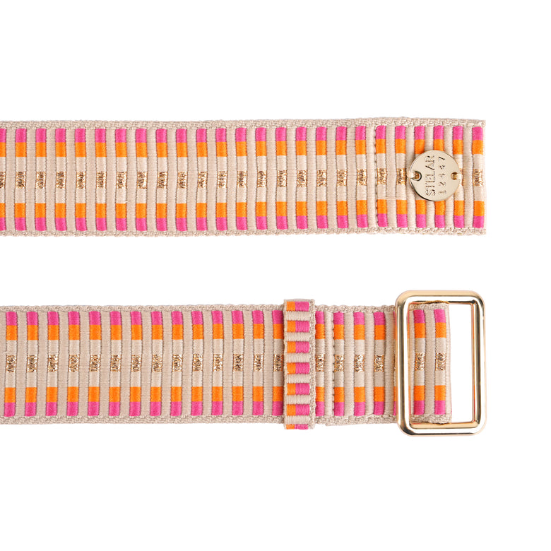 Sunda Jacquard Belt - Pomegranate Stripe