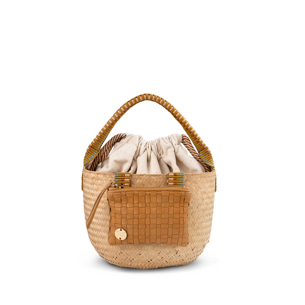 Monogrammed Kala Straw Basket Bag