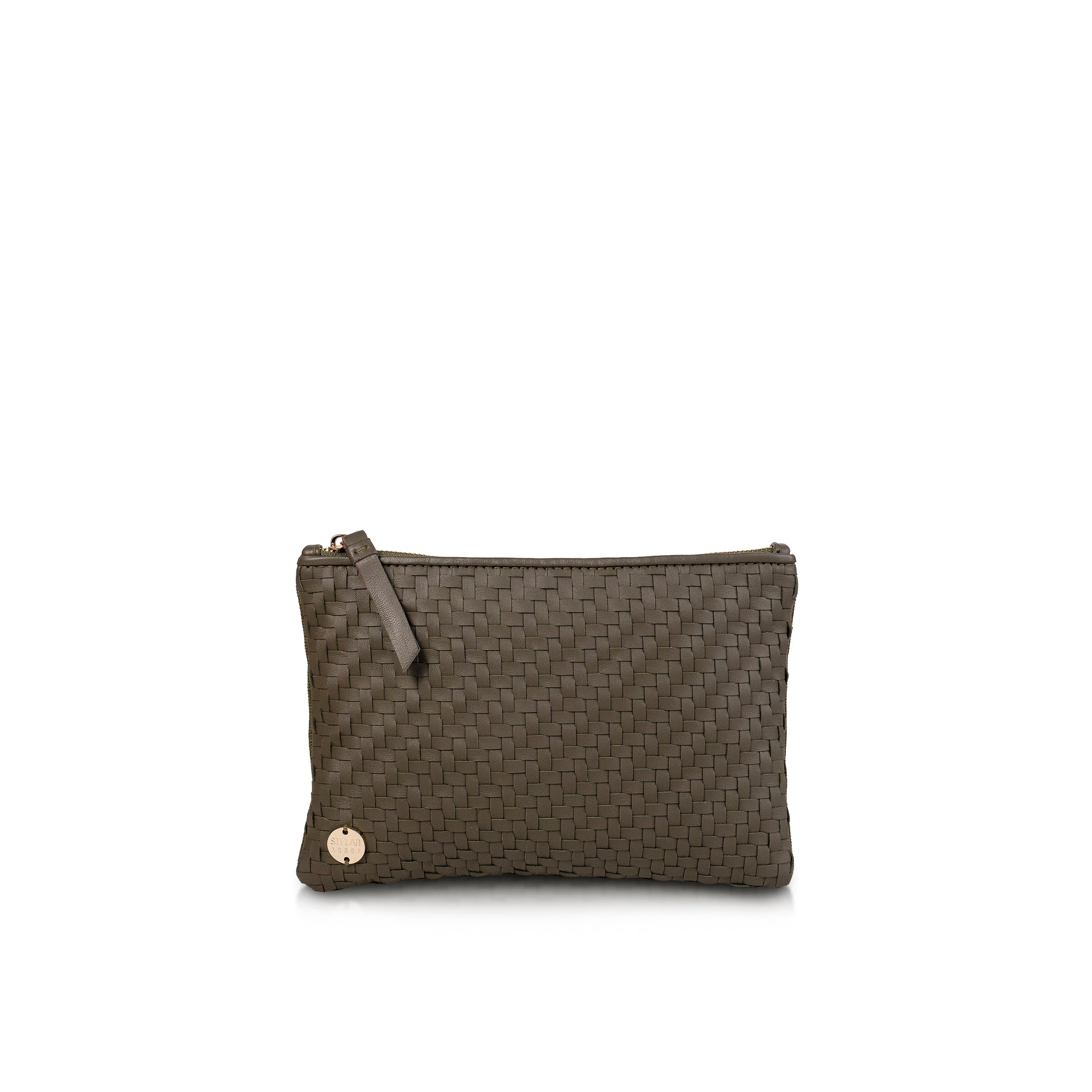 Hal Travel Pouch – Handwoven Nappa Leather & Cotton Canvas (Olive Green)