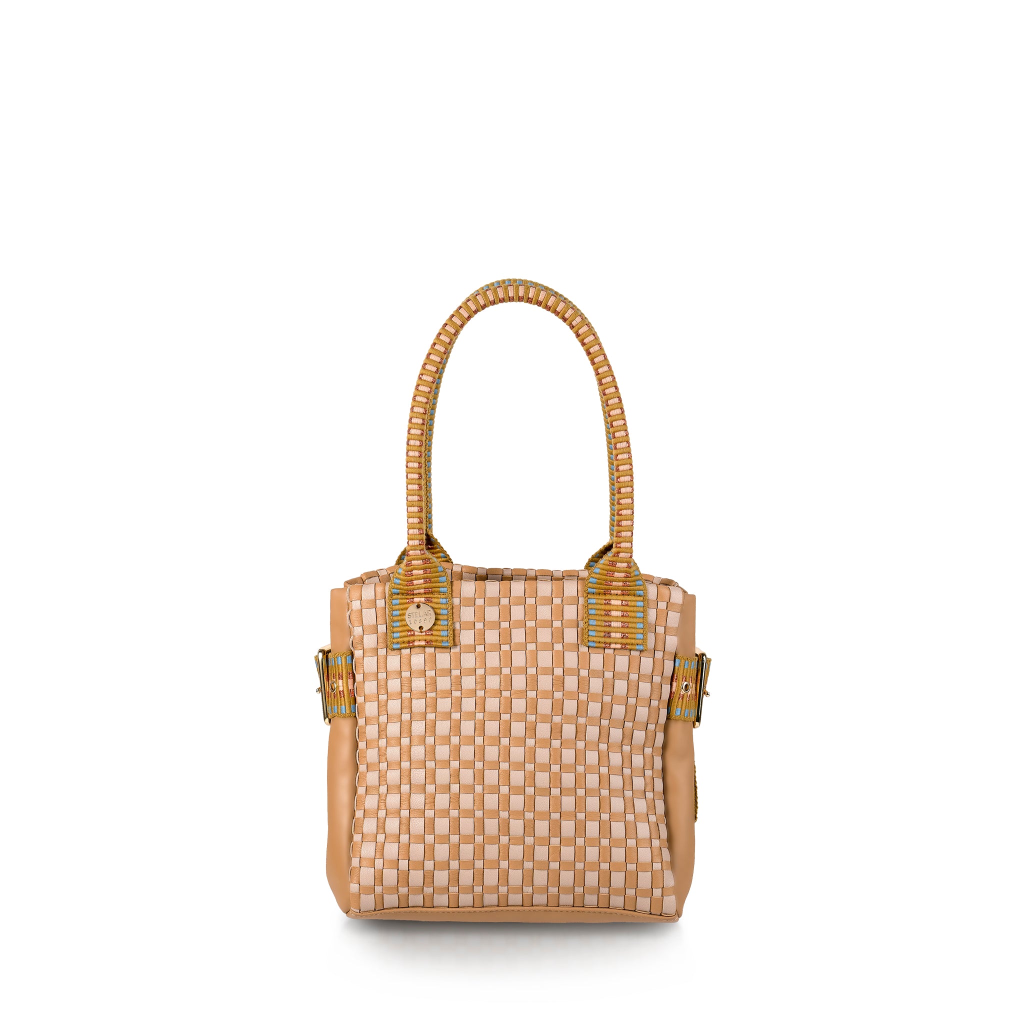 Kaba Mini Leather Tote Bag – Handwoven (Caramel)