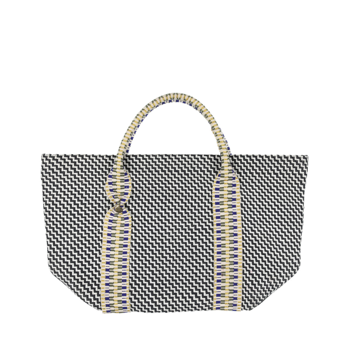 Misool Hand Woven Leather Tote Bag in Navy & White by STELAR