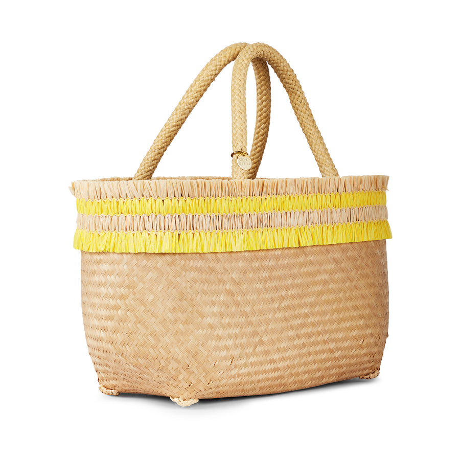 Nihi Mini Vegan Bamboo Tote Bag with Sunshine Yellow Raffia by STELAR