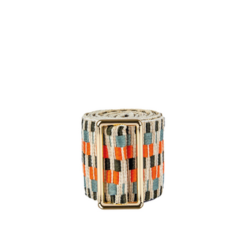 Sunda Medium Jacquard Belt - Hot Orange